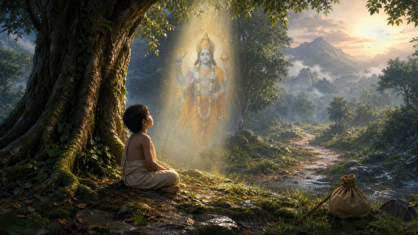 The Servant Boy Who Became Narada — original Bhagavata story artwork
